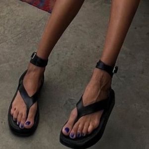 Zara 38/7.5 black wrap around platform sandals